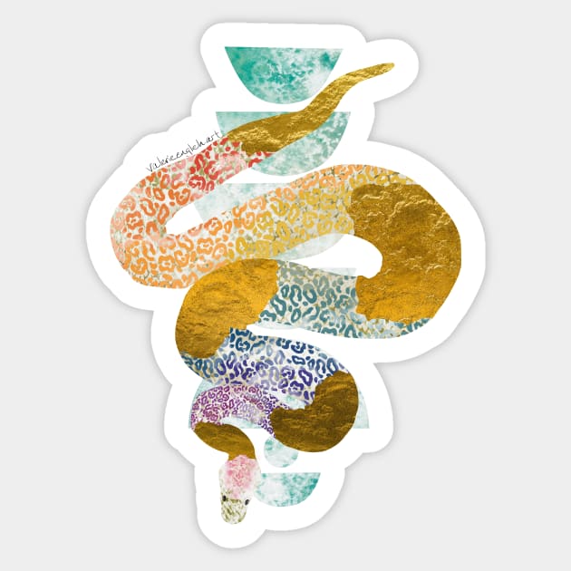 Rainbow Leopard Print Snake Negative Painting Sticker by venglehart